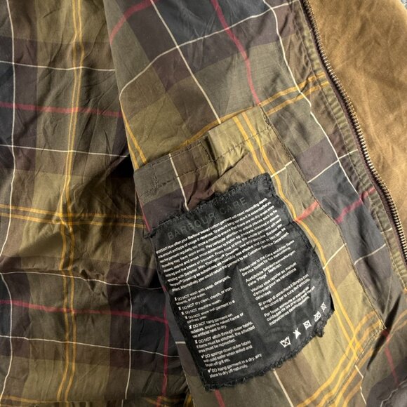 Barbour Nixon Large Waxed Jacket Men Full Zip Brown Classic Tartan Brown Adult - Picture 16 of 16